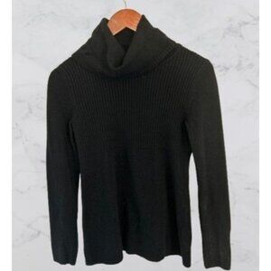 Banana Republic Turtleneck Wool Cashmere Rib Knit Fitted Black Sweater Size Smal